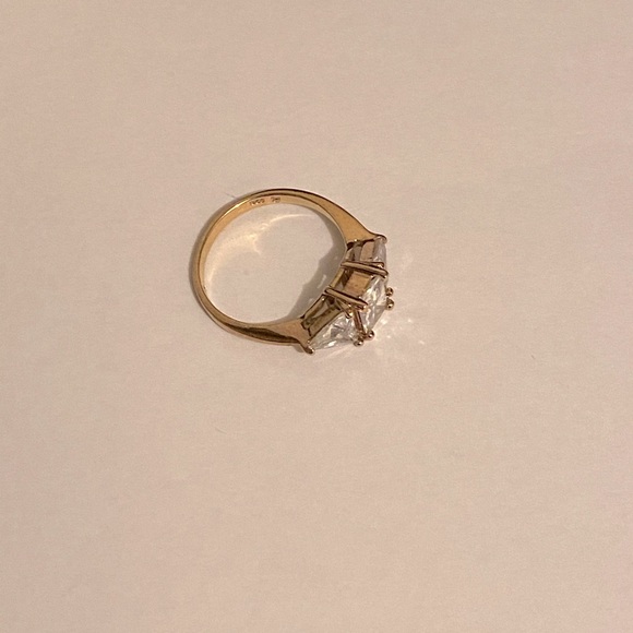 Vintage 3 Stone CZ Gold over Sterling Ring - Picture 5 of 11
